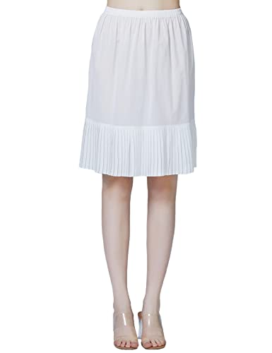 BEAUTELICATE Unterrock Damen 100% Baumwolle Kurz Lang Antistatisch Petticoat Halbrock Unterkleid mit Chiffon Besatz für Durchsichtige Kleid Dirndl Unterrock (Elfenbein - Chiffon Besatz, XL) von BEAUTELICATE