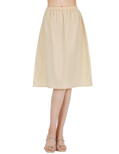BEAUTELICATE Unterrock Damen 100% Baumwolle Lang Kurz Petticoat Unterrock Halbrock Antistatisch Knielang für Dirndl Durchsichtige Kleide (Weiß - 60cm Länge,XL) von BEAUTELICATE