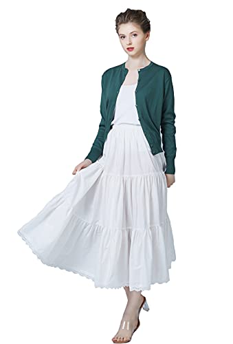 BEAUTELICATE Unterrock Damen 100% Baumwolle Vintage A-Linie Rock Lang Kurz Halbrock mit Spitze Petticoat Unterrock für Dirndl 55CM 75CM 90CM S M L XL XXL (Elfenbein Weiß - 36", XXL) von BEAUTELICATE