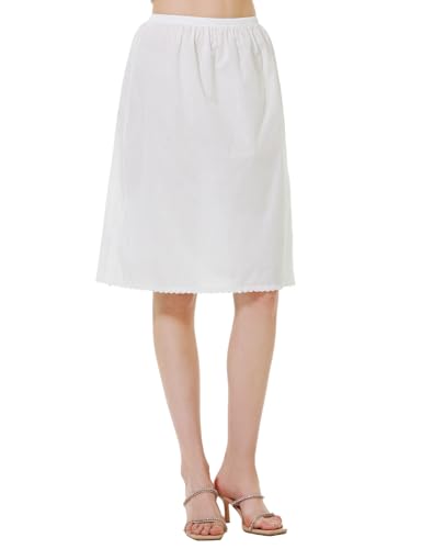 BEAUTELICATE Unterrock Damen Baumwolle Kurz Lang Antistatisch Petticoat Unterröck mit Gehäkelte Spitze für Dirndl Durchsichtige Kleider Röcke,Weiß - 60cm,M von BEAUTELICATE