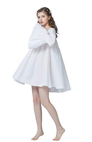 BEAUTELICATE Viktorianisches Nachthemd Langarm Baumwolle Kurz Nachtkleid Für Damen Braut Retro Nachtwäsche Mittelalterliche Renaissance Blouse von BEAUTELICATE
