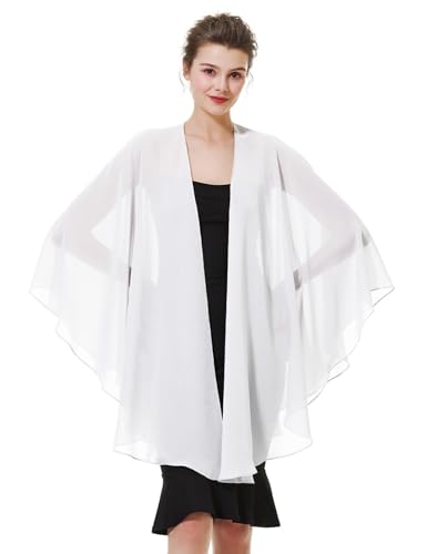 Chiffon Schal Stola Bolero Damen Für Abendkleid Festlich Hochzeit Braut Frühling Sommer Jacke, Ivory, Einheitsgröße von BEAUTELICATE