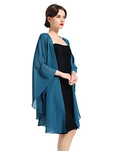 BEAUTELICATE Chiffon Schal Stola Bolero Damen Für Abendkleid Festlich Hochzeit Braut Frühling Sommer Jacke Blaugrün,Einheitsgröße von BEAUTELICATE