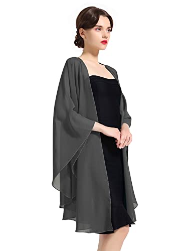 BEAUTELICATE Chiffon Schal Stola Bolero Damen Für Abendkleid Festlich Hochzeit Braut Frühling Sommer Jacke Steingrau,Einheitsgröße von BEAUTELICATE