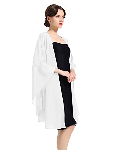 Chiffon Schal Stola Bolero Damen Für Abendkleid Festlich Hochzeit Braut Frühling Sommer Jacke, Ivory, Einheitsgröße von BEAUTELICATE