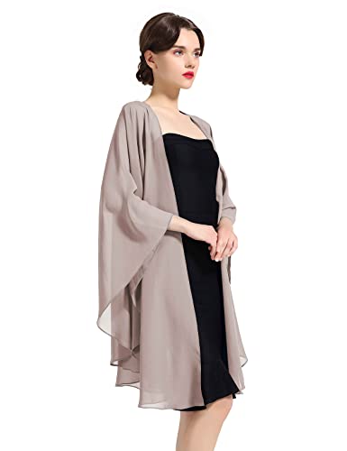 Chiffon Schal Stola Bolero Damen Für Abendkleid Festlich Hochzeit Braut Frühling Sommer Jacke, Khaki, Einheitsgröße Chiffon Schal Stola Bolero Damen Für Abendkleid Festlich Hochzeit Braut Frühling Sommer Jacke, Khaki, Einheitsgröße von BEAUTELICATE