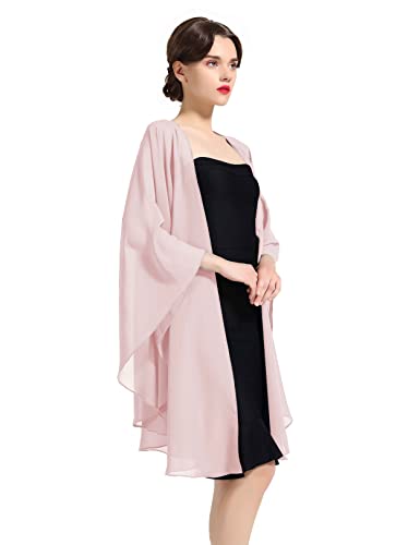 BEAUTELICATE Chiffon Schal Stola Bolero Damen Für Abendkleid Festlich Hochzeit Braut Frühling Sommer Jacke Dusty Rose,Einheitsgröße von BEAUTELICATE