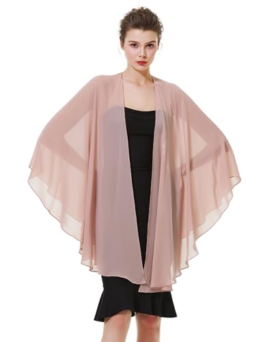 BEAUTELICATE Chiffon Schal Stola Bolero Damen Für Abendkleid Festlich Hochzeit Braut Frühling Sommer Jacke Dusty Rose,Einheitsgröße BEAUTELICATE Chiffon Schal Stola Bolero Damen Für Abendkleid Festlich Hochzeit Braut Frühling Sommer Jacke Dusty Rose,Einheitsgröße von BEAUTELICATE
