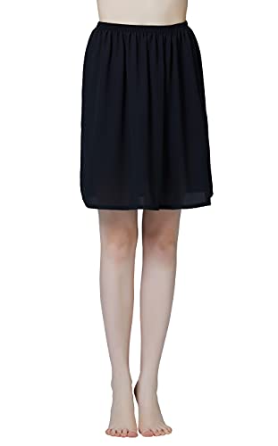 BEAUTELICATE Damen Unterrock Kurz Lang Halbrock Knielang Petticoat Unterkleid Kühl für Durchsichtige Kleider (Schwarz - 50cm Lange, M) von BEAUTELICATE