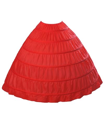 BEAUTELICATE Petticoat Reifrock Unterröcke Damen Lang Fur Brautkleid Hochzeitskleid Vintage Crinoline Underskirt., Rot, Einheitsgröße von BEAUTELICATE