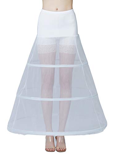 BEAUTELICATE Petticoat Unterröcke Reifrock Damen Rockabilly A Linie Lang für Hochzeit Brautkleid Abendlieid Weiß (Weiß - 3 Reifen,34-36) von BEAUTELICATE