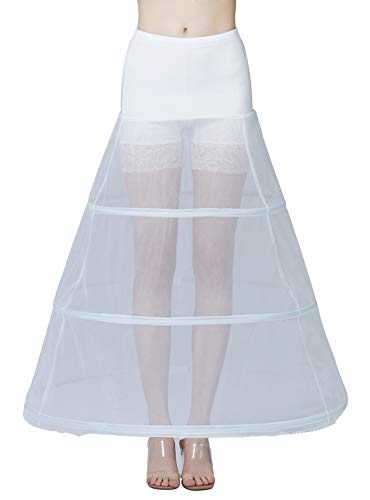 BEAUTELICATE Petticoat Unterröcke Reifrock Damen Lang A-Linie Crinoline Hohe Taille für Brautkleid Abendkleid Hochzeit Rockabilly Weiß (Weiß - 3 Reifen,42-44) von BEAUTELICATE