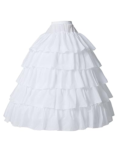 BEAUTELICATE Petticoat Unterröcke Reifrock Damen Rockabilly A Linie Lang für Hochzeit Brautkleid Abendlieid Weiß 