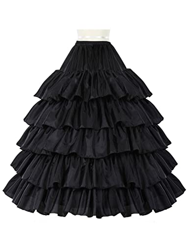 Petticoat Unterröcke Reifrock Rockabilly Rüschen A Linie Lang Vintage für Hochzeit Brautkleid S - Schwarz - Gr. L-XL von BEAUTELICATE