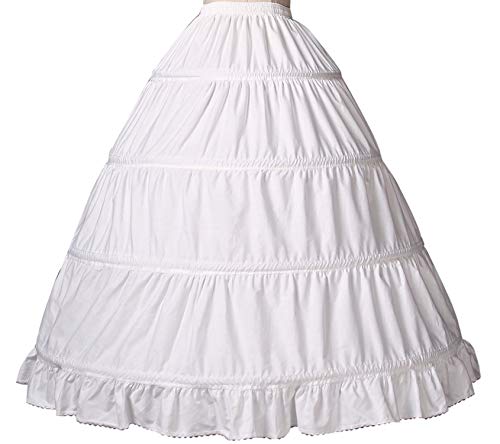 BEAUTELICATE Reifrock Mädchen Unterrock Kinder Petticoat Lang 100% Baumwolle A Linie Krinoline Rock Ivory 2 3 4 Ringe für Blumenmädchen Princess Rock (Style 1- Hell Elfenbein, 7-9 Jahre) von BEAUTELICATE