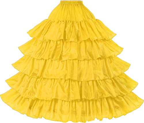 Unterröcke Reifrock Rockabilly Rüschen A Linie Lang Vintage für Hochzeit Brautkleid Gelb 5 Schichten 4 Reifen von BEAUTELICATE