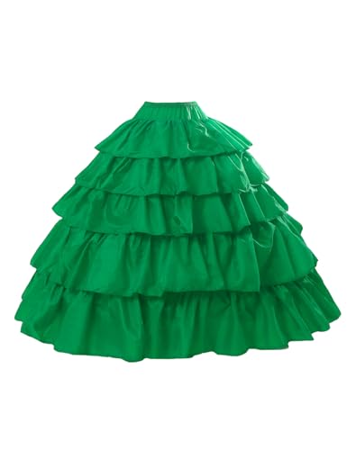 BEAUTELICATE Damen Reifrock Brautkleid Lang A-Linie Petticoat Rockabilly Barock Kleid Unterröcke Krinoline 4 Ringe mit Rüschen fur Hochzeit Karneval Halloween (Grün, L-XL) von BEAUTELICATE