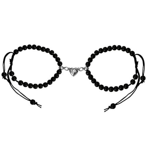 "I Love You" 2 Stück magnetische Valentinstag-gegenseitige Anziehungskraft gebrochenes Herz romantische Liebespaare Freundschaftsversprechen 2-in-1 Duo-Armband Manschette 6 mm Perlen Stein schwarz "I Love You" 2 Stück magnetische Valentinstag-gegenseitige Anziehungskraft gebrochenes Herz romantische Liebespaare Freundschaftsversprechen 2-in-1 Duo-Armband Manschette 6 mm Perlen Stein schwarz von BEAUTIVIA