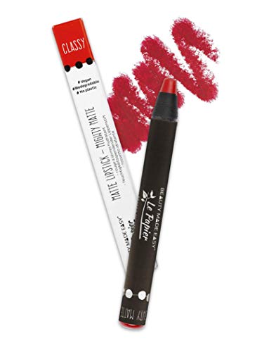Beauty Made Easy Le Papier feuchtigkeitsspendender, matter, plastikfreier, veganer Lippenstift mit Shea Butter, Mighty Matte CLASSY von BEAUTY MADE EASY