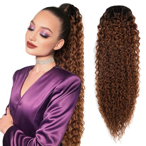 BEAUTY ON LINE Lockige Pferdeschwanz-Verlängerung mit Kordelzug, 76,2 cm, synthetisch, Clip-in-Haarverlängerung, T2/30#, gelockte Wasserwellen-Haarteile für Damen BEAUTY ON LINE Lockige Pferdeschwanz-Verlängerung mit Kordelzug, 76,2 cm, synthetisch, Clip-in-Haarverlängerung, T2/30#, gelockte Wasserwellen-Haarteile für Damen von BEAUTY ON LINE