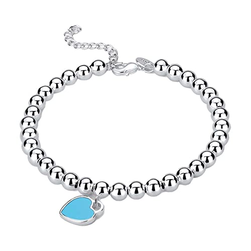 BEAUTYBIGBANG Herz-Perlen-Armbänder, Charm, blau, rosa, rot, emailliert, Modeschmuck, Geschenk für Frauen/Teenager/Mädchen von BEAUTYBIGBANG