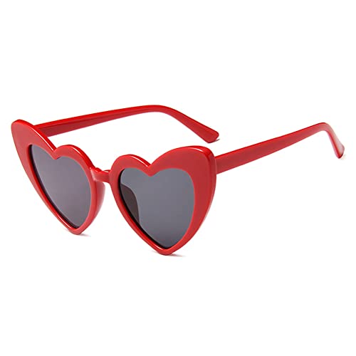 BEAUTYBIGBANG Herz Sonnenbrille Herzbrille Vintage Herzen Sonnenbrillen Retro Süße Hippie-Stil Bunte Brillen Valentinstag Party Carnival Mode Heart Sunglasses für Damen Herren Mädchen (Rot) von BEAUTYBIGBANG