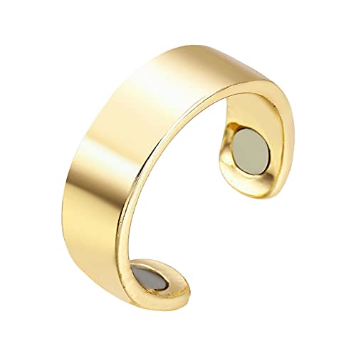 BEAUTYBIGBANG Magnetfeldtherapiering, Magnetischer Schmuck-Magnetring für Frauen mit 2 starken Magneten verstellbar Weiblicher Magnet Schmuck Fingerbekleidung (Gold) von BEAUTYBIGBANG