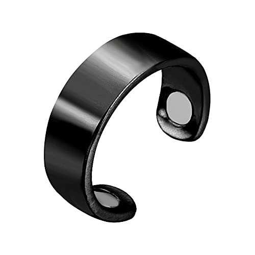 BEAUTYBIGBANG Magnetfeldtherapiering, Magnetischer Schmuck-Magnetring für Frauen mit 2 starken Magneten verstellbar Weiblicher Magnet Schmuck Fingerbekleidung (Schwarz) von BEAUTYBIGBANG