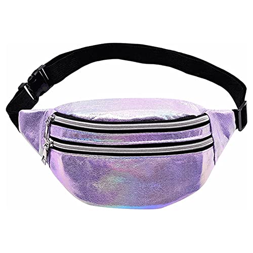 Bauchtasche Gürteltasche Damen Herren Sport Outdoor Wasserdicht Stylisch Fanny Pack Nylon Unisex Reise Wandern Reisen Urlaub Hüfttasche mit 2 Fächer Reißverschluss Verstellbarer Gürtel (Lila) von BEAUTYBIGBANG