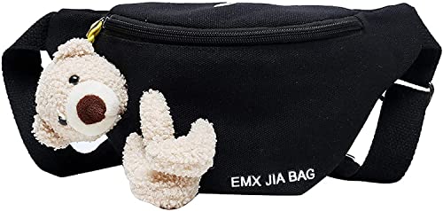 Bauchtasche Teddybär, 3D Cartoon Tier Kawaii Süße Tragetasche Brusttasche Tasche Japanischer Stil Geldbörse Schultertasche Geschenk Teenager Kind Student Schule Outdoor Sport (Schwarz) von BEAUTYBIGBANG