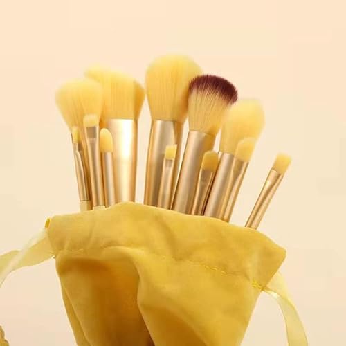 Make Up Pinsel Werkzeuge 13 Stück von 1 Satz Weiche Schminkpinsel Set Professionelles Schminkpinsel für Damen Frauen Mädchen Studentinnen vor der Reise Ausgehen (Gelb) von BEAUTYBIGBANG