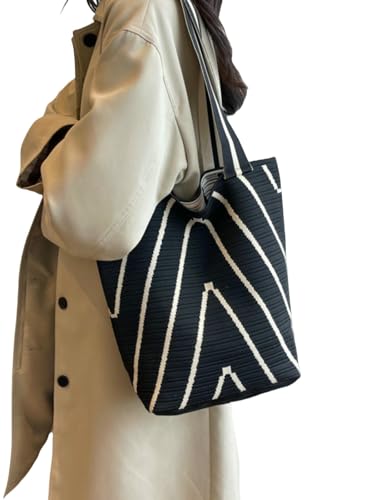 BEAUTYC Bags For Women Frauen Gestrickte Umhängetasche Große Kapazität Pendlereimerbeutel von BEAUTYC