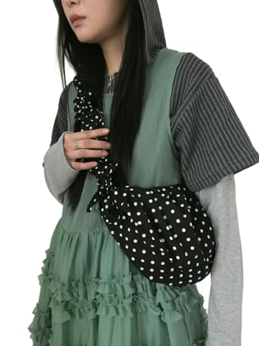 BEAUTYC Bags For Women Schwarz Und Weiß Drawstring Crossbody Tasche Vielseitige Pendeln Knödeltasche von BEAUTYC