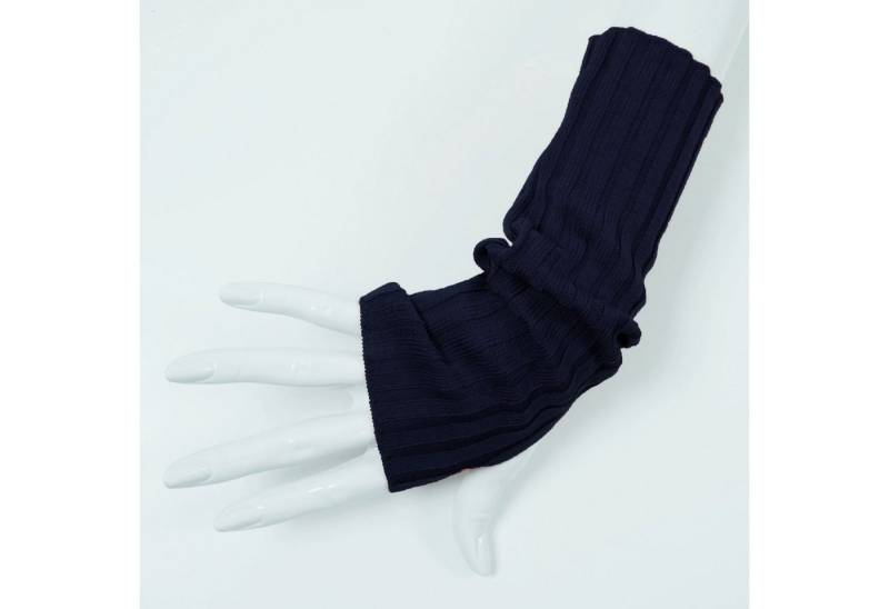 BEAZZ Armstulpen Armstulpen Damen, Pulswärmer, 100% WOLLE Merino navyblau (mit Daumenloch) Feinstrick, warm und weich von BEAZZ