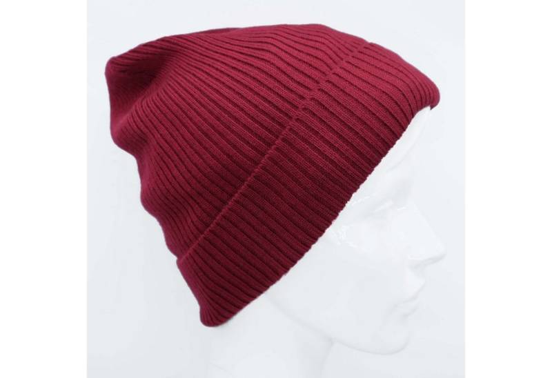 BEAZZ Strickmütze Wintermütze Wollmütze Damen 100% WOLLE Merino, helles merlot rot Feinstrick, warm und weich von BEAZZ