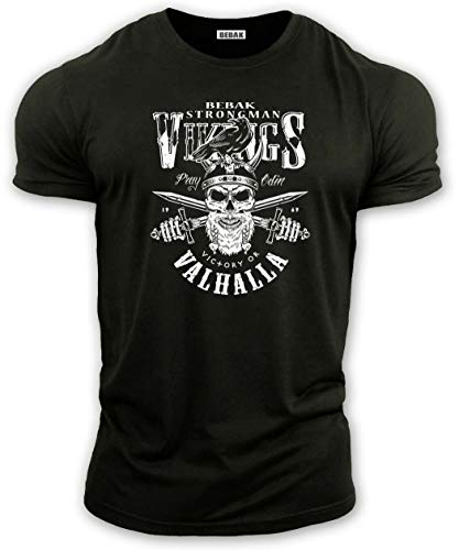 bebak Herren-T-Shirt, Bodybuilding-T-Shirt, Fitness-Kleidung, Wikinger, Strongman, Arnold, Trainingsoberteil, Schwarz , XXL von BEBAK