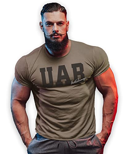 bebak Arnold UAB Signature Gym Wear Trainingsoberteil für Herren, Khaki Classic, M von BEBAK