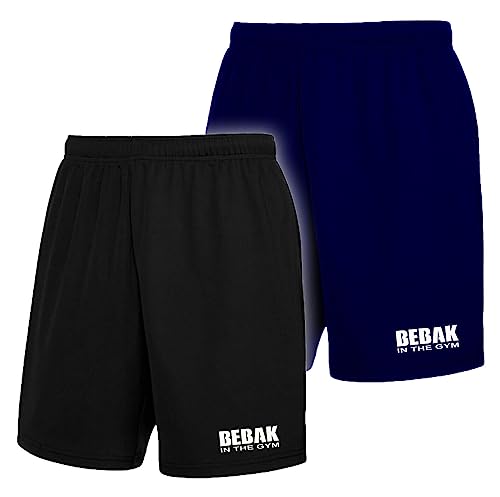 bebak Herren Gym Shorts 2 Stück | Bodybuilding MMA Shorts Gym Kleidung für Herren Gym Wear Multipack Trainingshose, Schwarz und Marineblau, XL von BEBAK