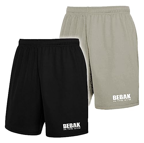 bebak Herren Gym Shorts 2 Stück | Bodybuilding MMA Shorts Gym Kleidung für Herren Gym Wear Multipack Trainingshose, schwarz / grau, XL von BEBAK