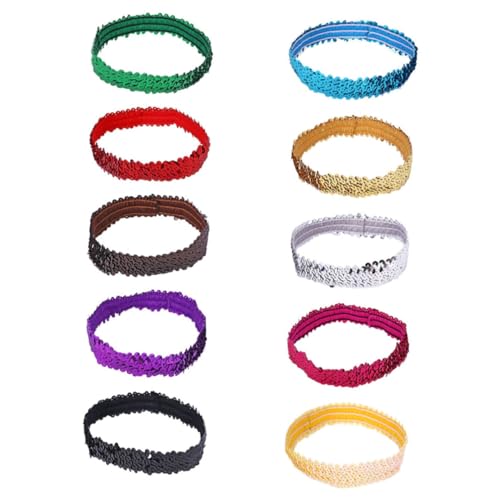BEBEMOKO 10 Stück Teiliges Elastisches Pailletten stirnband Dehnbarer Haarschmuck für Frauen und Mädchen Modische Haarbänder mit Funkelnden Sequins für Party Alltag und Besondere Anlässe von BEBEMOKO