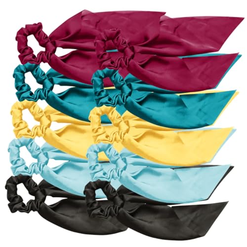 BEBEMOKO 10 Stück Teiliges Seidige Haargummis mit Schleifen Elastische Haarbänder für Damen und Mädchen Weiche Ponytail Holder Haaraccessoire für Partys Alltag und Frisuren DIY von BEBEMOKO