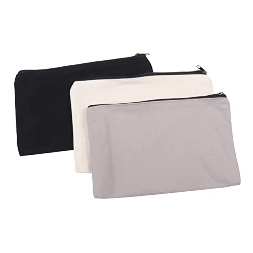 BEBEMOKO 12stücke Pack Canvas-reißverschlusstaschen Kosmetiktaschen Federmäppchen Aufbewahrungstaschen Schwarz Beige von BEBEMOKO