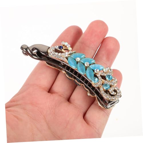 BEBEMOKO 2 Stück Blaue Bananen Haarspangen mit Strass für Dickes Haar Eleganter Ponytail Halter Langlebig Leichter Haarschmuck für Mädchen und Damen Modisch und Bequem Vielseitig von BEBEMOKO