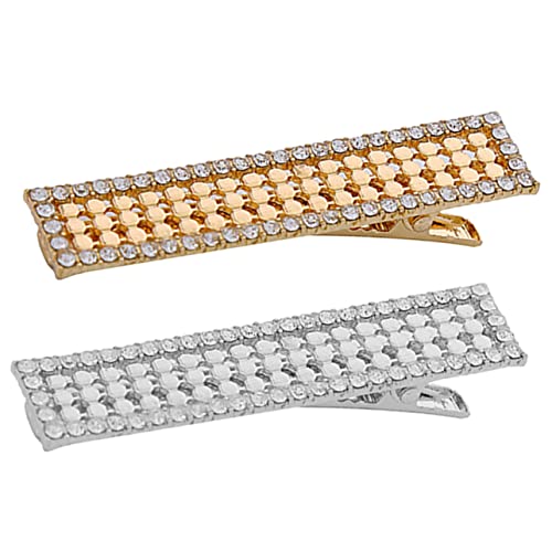 BEBEMOKO 2 Stück Geometrische Haarspangen mit Strasssteinen Metall Haarclips in Gold und Silber Dekorative Haarklammern für Damen Leichter für Dünnes und Dickes Haar Eleganter Haarschmuck von BEBEMOKO