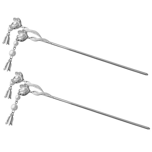 BEBEMOKO 2 Stück Teiliges Perlen Blumen Haarstäbchen aus Eleganter Haarschmuck für Damen Robustes Haarforke Styling tool für Hochzeiten Partys und Alltagsfrisuren von BEBEMOKO