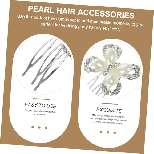BEBEMOKO 3 Stück Brautschmuck Haarkamm Perlen Strass Haarschmuck für Hochzeit Damen Mädchen Eleganter Haarkamm mit Funkelnden Schmucksteinen für Festliche Frisuren von BEBEMOKO