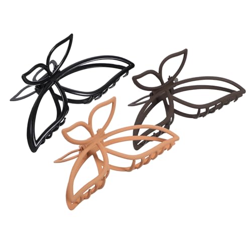 BEBEMOKO 3 Stück Große Haarklammern aus Mattem Robuste Haarkrallen für Dünnes und Dickes Haar Rutschfeste Frisurclips für Damen und Teenager Vielseitiger Haarschmuck in Khaki Braun und von BEBEMOKO