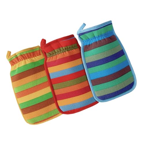 BEBEMOKO 3 Teilige Schlammbadehandschuhe Waschlappen Badetücher Trockenbürsten Körperbürste Hautschrubber Make Up Schwamm Körperbürste Peeling Peeling Handschuh Koreanische von BEBEMOKO