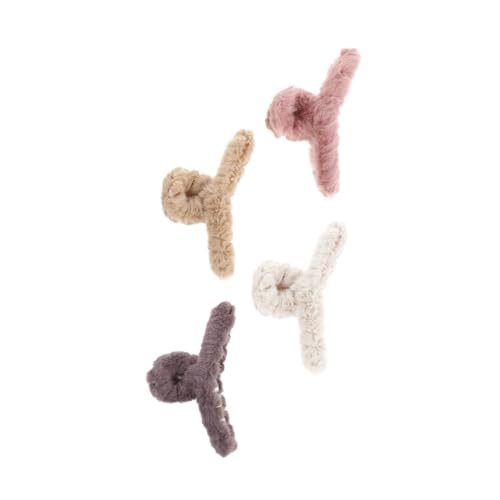 BEBEMOKO 4 STÜCKE Flauschige Haarklammern Plüsch Haarclips Große Haarkralle Haarschmuck für Mädchen und Frauen Weiche Langlebige Haarklammern für Langes Dickes Haar Alltag und Styling von BEBEMOKO
