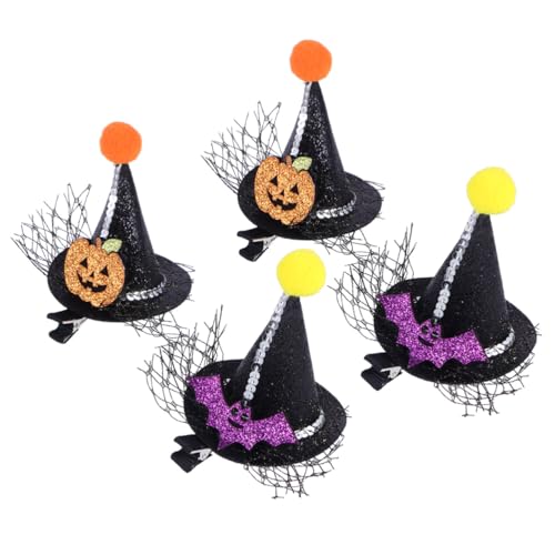 BEBEMOKO 4 Stück Hut Haarspangen Party Haarnadel Hut Haarspange Kleine Mädchen Clips Halloween Haar Accessoires Für Frauen Mit Elegantem Styling Für Kleine Dutts Süßes Mädchen Haar von BEBEMOKO